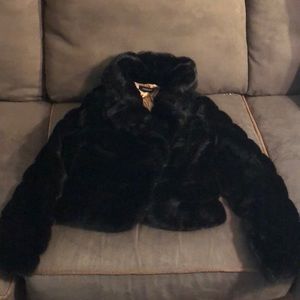 Ideology black faux fur jacket